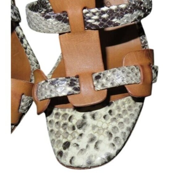Pedro Garcia Mariel Python Embossed Vachetta Leather Pin Heels Sandals STUNNING! - Picture 3 of 16